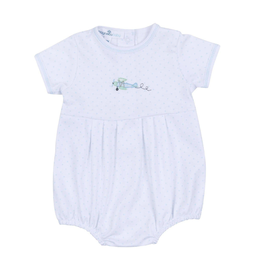 Take Flight Embroidered Short Sleeve Bubble | Light Blue