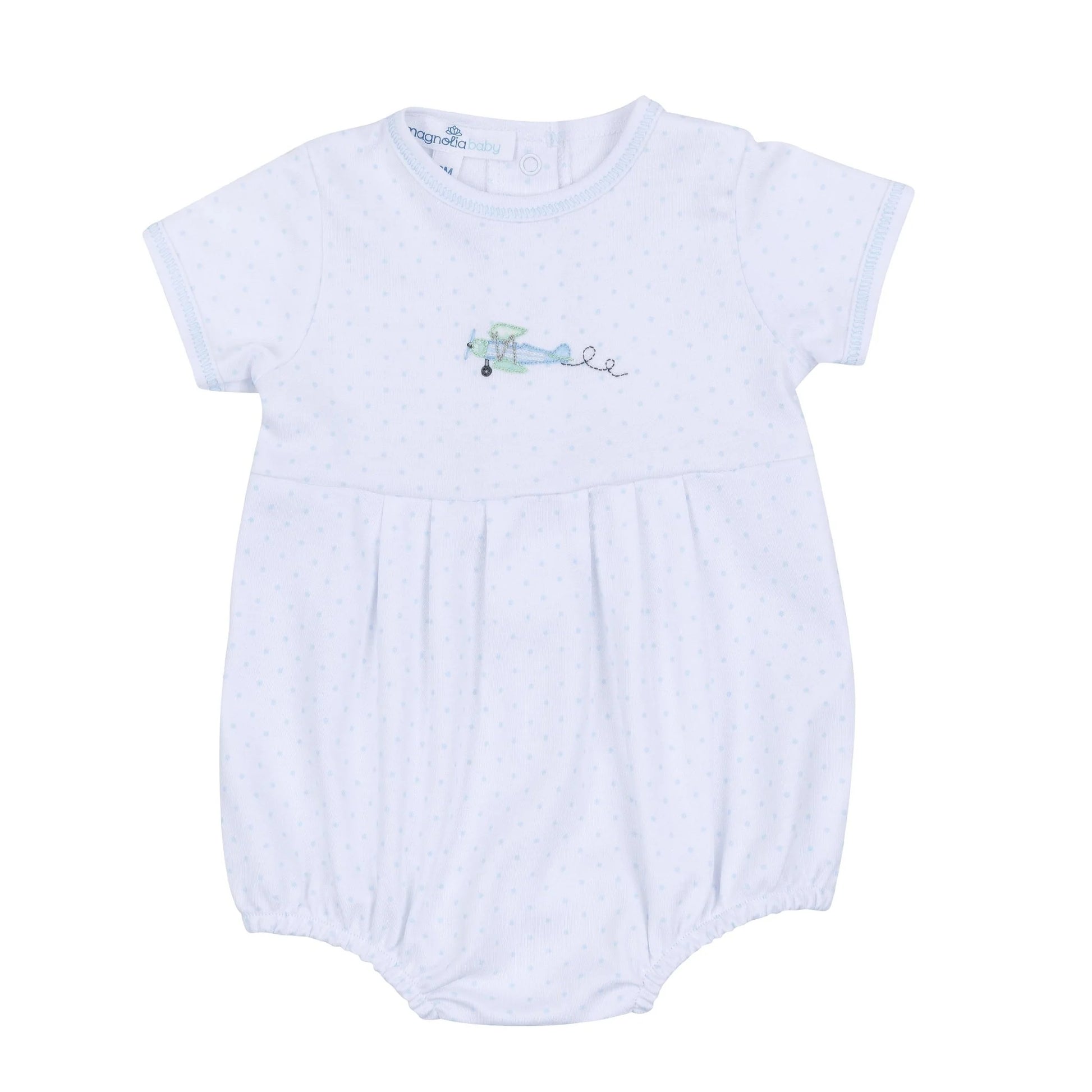 Take Flight Embroidered Short Sleeve Bubble | Light Blue