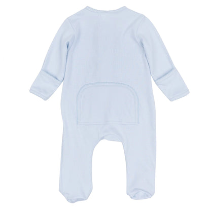 Tiny Tailgater Embroidered Zip Footie | Light Blue