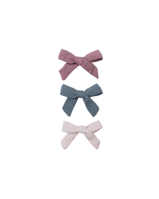 BOW W. CLIP, SET OF 3 || MULBERRY, OCEAN, LILAC