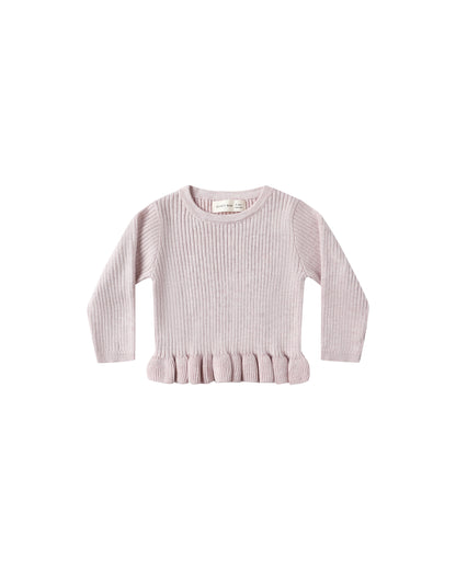 RIB KNIT PEPLUM TOP || LILAC
