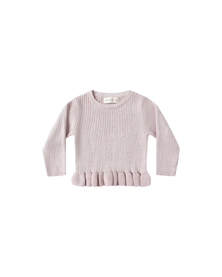 RIB KNIT PEPLUM TOP || LILAC
