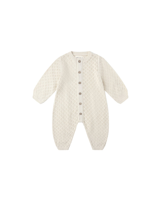 LONG SLEEVE BUBBLE ROMPER || NATURAL