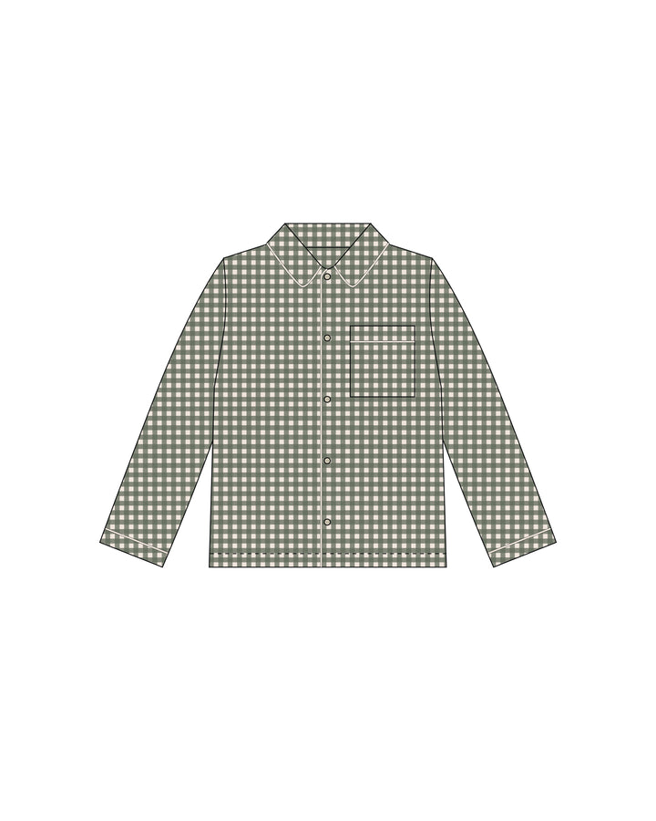MEN'S PAJAMA TOP | EVERGREEN GINGHAM