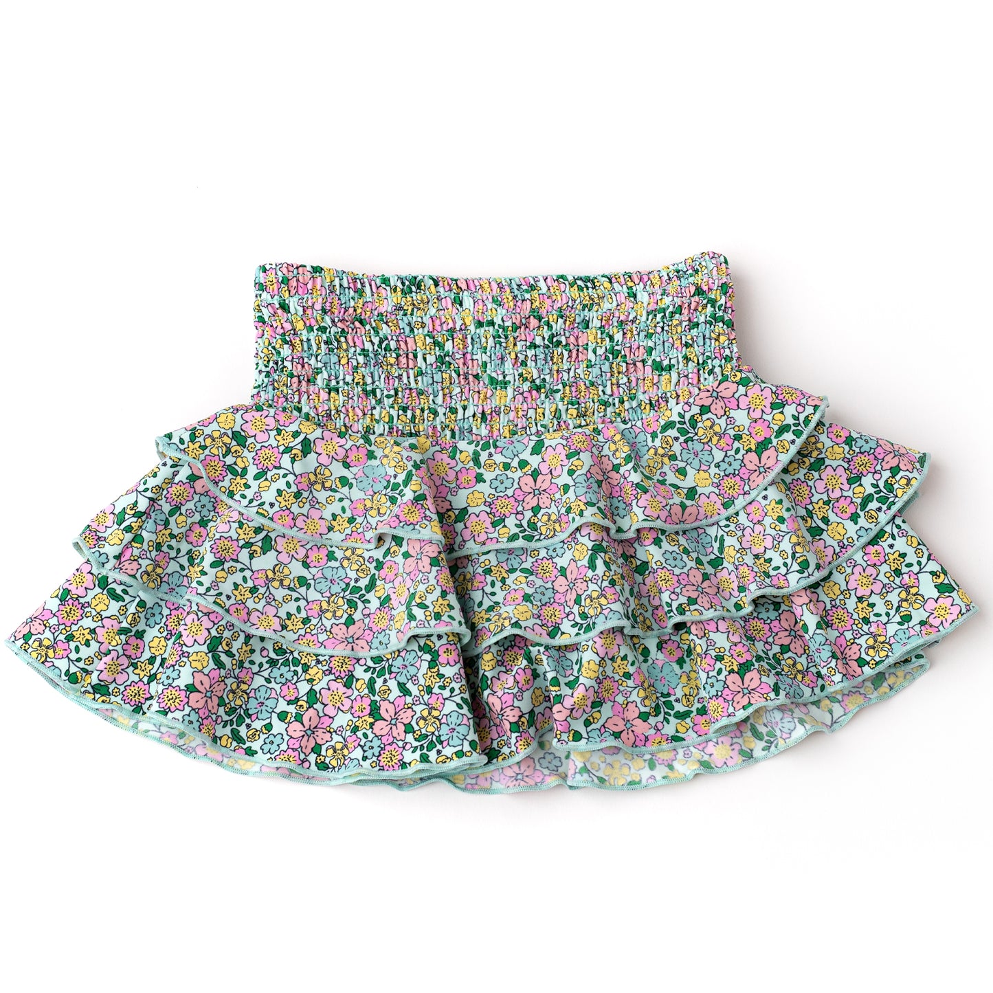 Smocked Ruffle Skirt | Mint Ditsy Floral