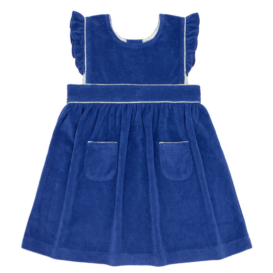 Girls Cobalt Blue French Terry Pinafore Dress