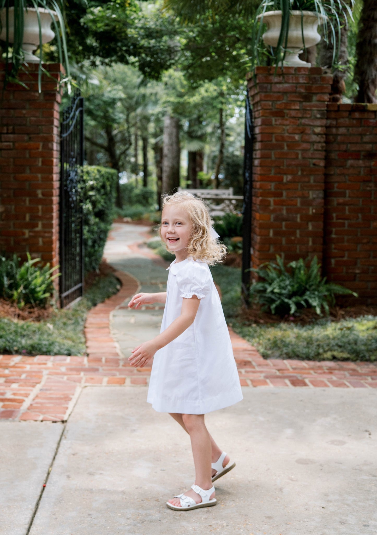 BLUEBONNET DRESS CLASSIC WHITE, FLOWER EMBROIDERY