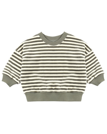 VELOUR RELAXED SWEATSHIRT SPRUCE STRIPE