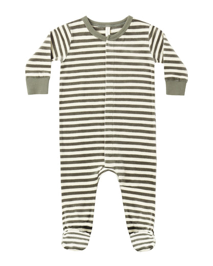 HIDDEN SNAP FOOTIE SPRUCE STRIPE