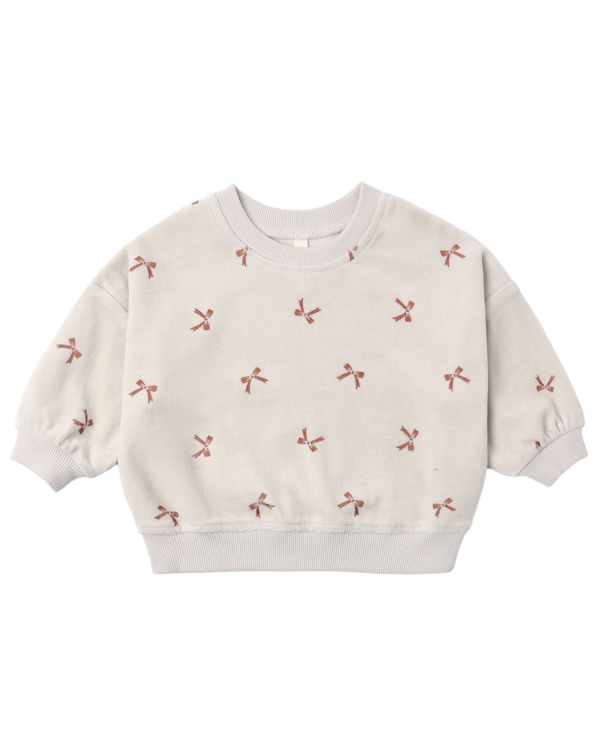 VELOUR RELAXED SWEATSHIRT RED BOWS