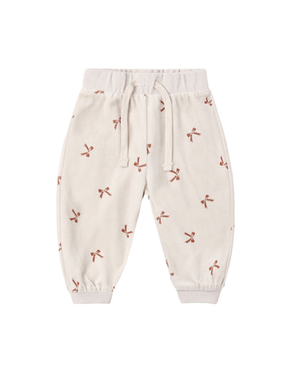 VELOUR RELAXED SWEATPANT RED BOWS