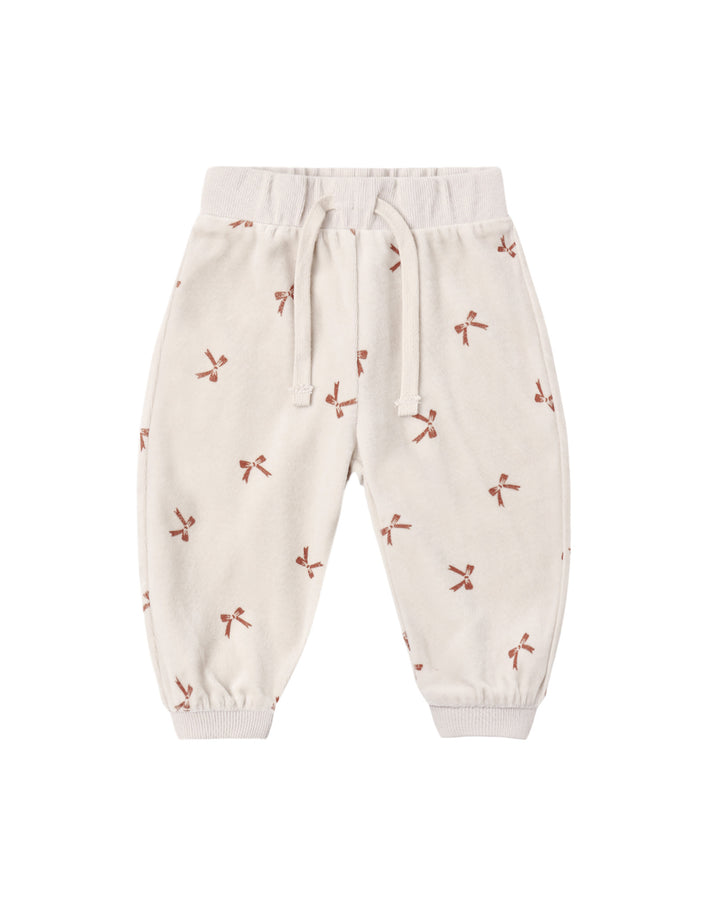 VELOUR RELAXED SWEATPANT RED BOWS