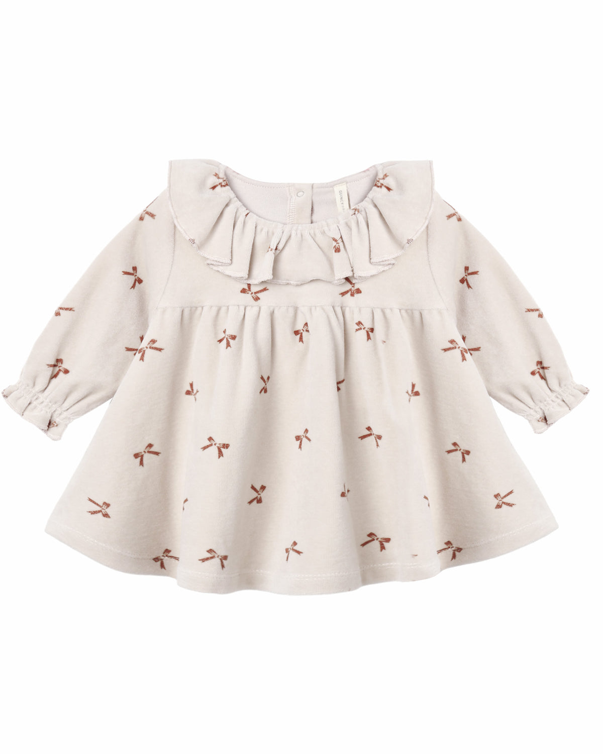 VELOUR BABY DRESS RED BOWS