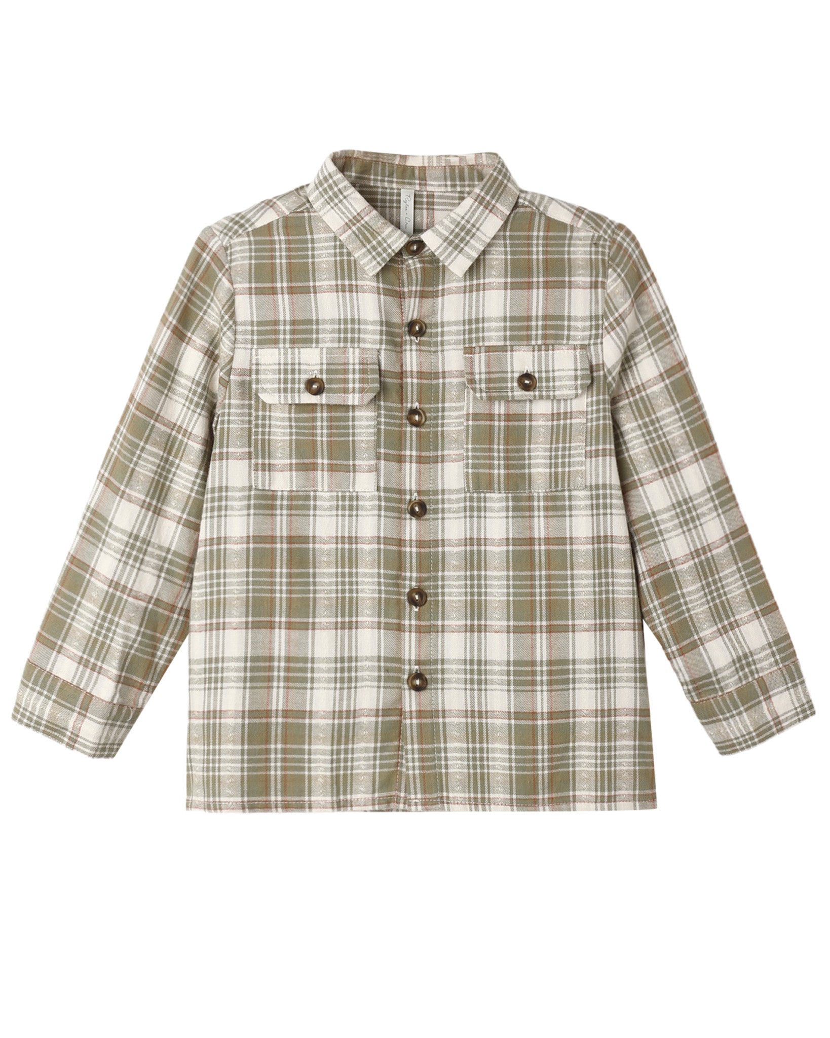 POCKETED CORDUROY SHIRT OLIVE DOBBY PLAID