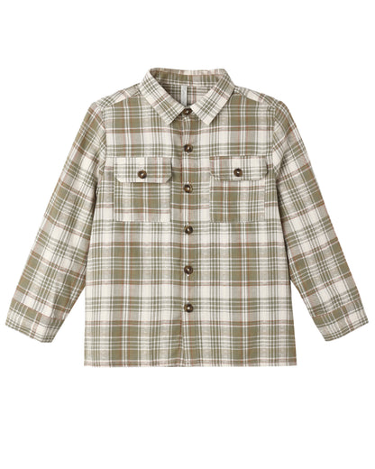 POCKETED CORDUROY SHIRT OLIVE DOBBY PLAID