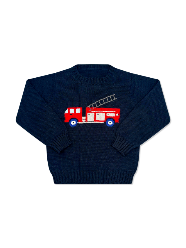 Cozy Up Sweater | Northshore Navy w Firetruck