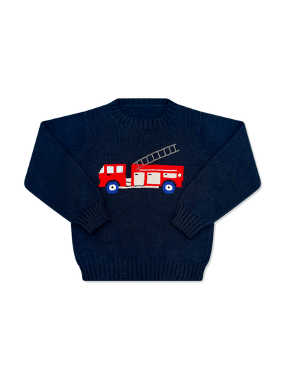 Cozy Up Sweater | Northshore Navy w Firetruck