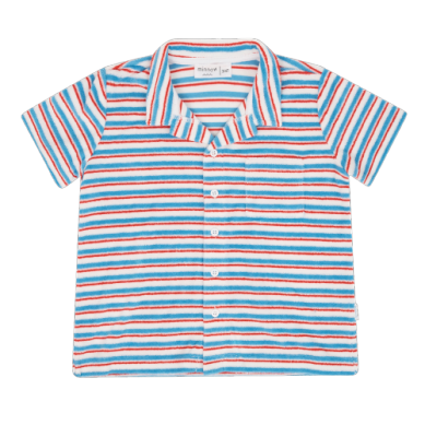 boys stripe french terry button up