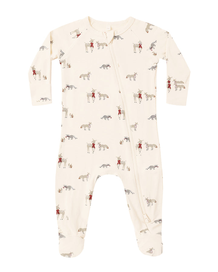 BAMBOO ZIP FOOTIE FOREST FRIENDS