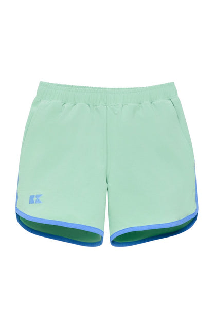 PALM GREEN RETRO SUPER SHORT WITH SKY BLUE PIPING
