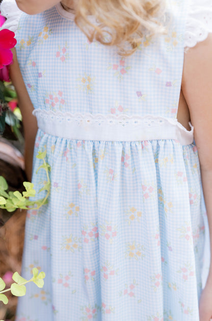 PINAFORE DRESS SPRING TIME BLOOMS