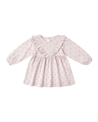 LONG SLEEVE RUFFLE V DRESS || LILAC DITSY