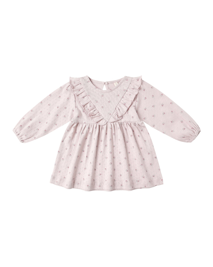 LONG SLEEVE RUFFLE V DRESS || LILAC DITSY