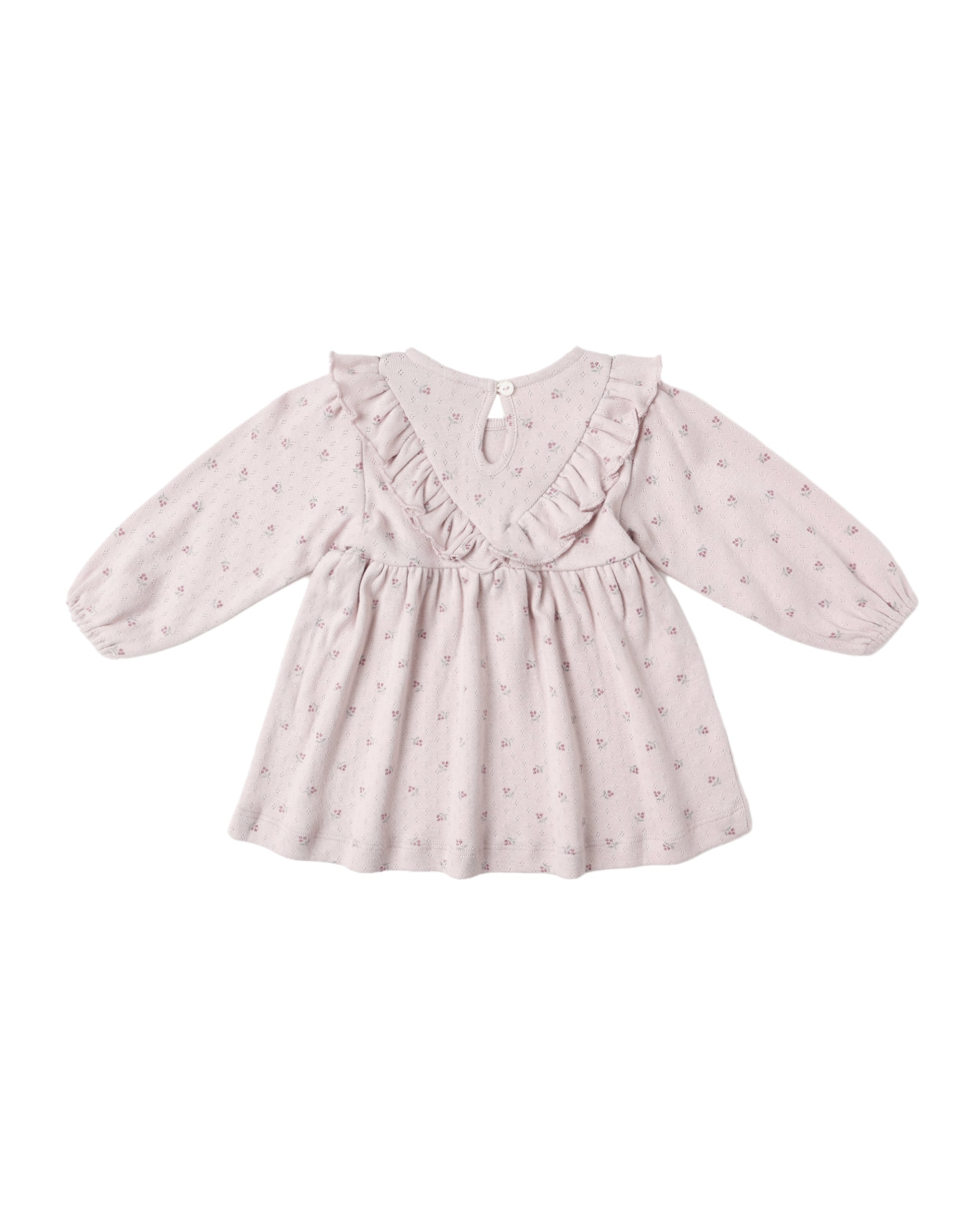 LONG SLEEVE RUFFLE V DRESS || LILAC DITSY