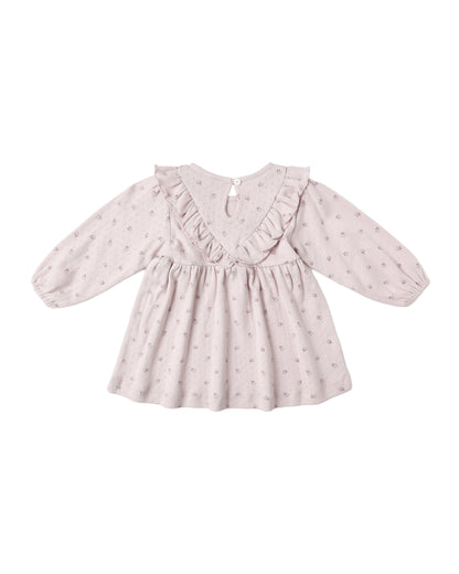 LONG SLEEVE RUFFLE V DRESS || LILAC DITSY