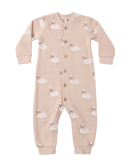 BUTTON DOWN JUMPSUIT SWANS
