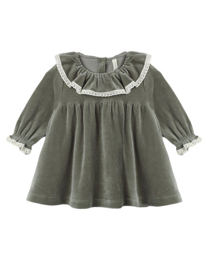 VELOUR BABY DRESS SPRUCE