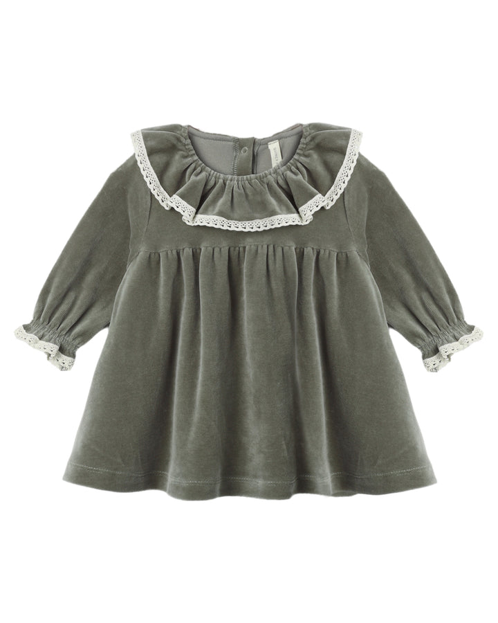 VELOUR BABY DRESS SPRUCE