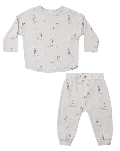 LONG SLEEVE TEE + PANT SET DALMATIAN