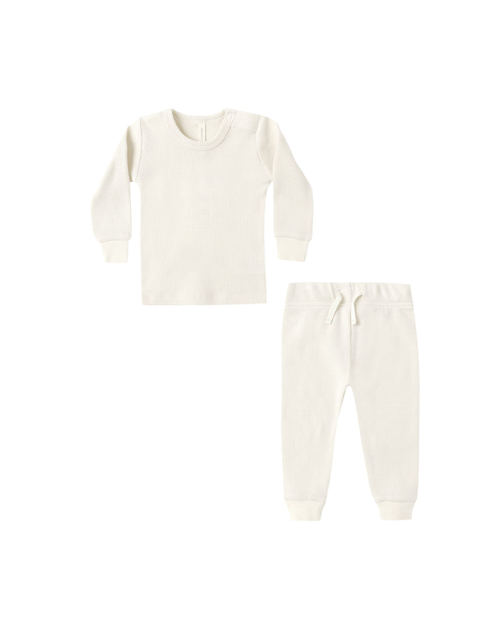 WAFFLE TOP + PANT SET || NATURAL