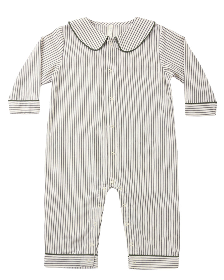 BABY PAJAMA ROMPER EVERGREEN STRIPE