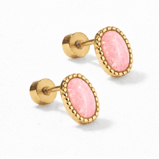 Screwback Stud | Luna | Light Pink Opal