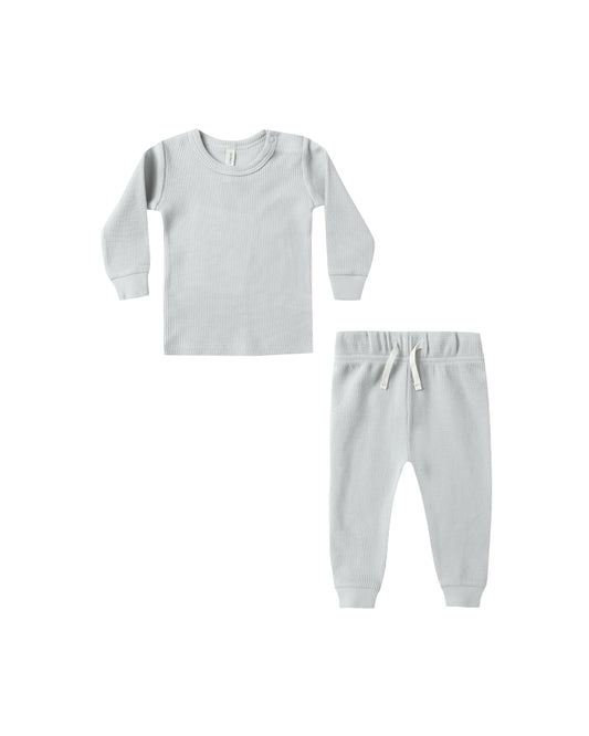 WAFFLE TOP + PANT SET || ICE BLUE