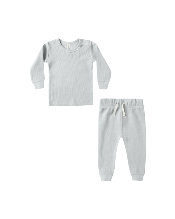 WAFFLE TOP + PANT SET || ICE BLUE