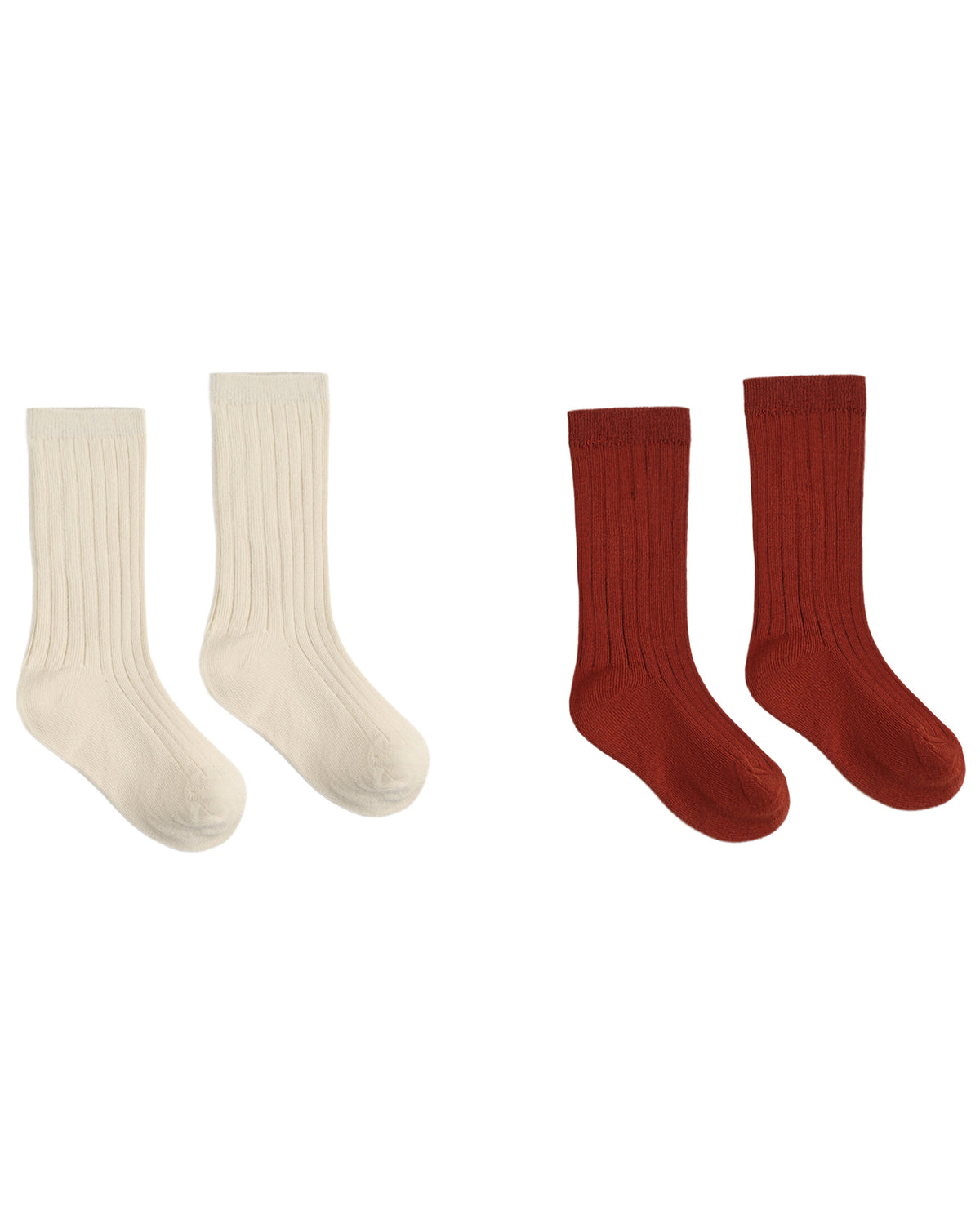 RIBBED SOCKS | 2-PACK BRICK & NATURAL
