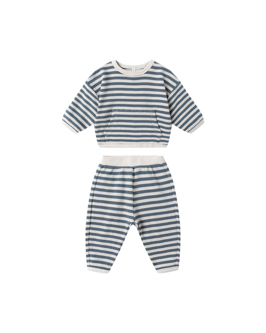 WAFFLE SLOUCH SET || OCEAN STRIPE