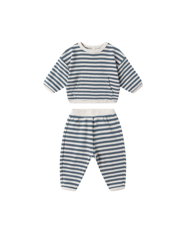 WAFFLE SLOUCH SET || OCEAN STRIPE