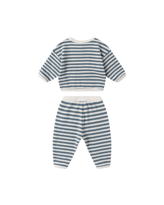 WAFFLE SLOUCH SET || OCEAN STRIPE