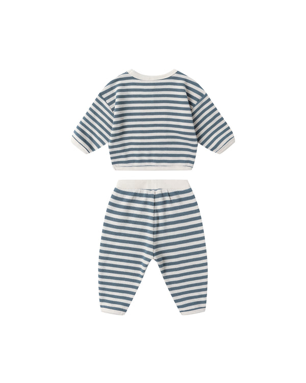 WAFFLE SLOUCH SET || OCEAN STRIPE