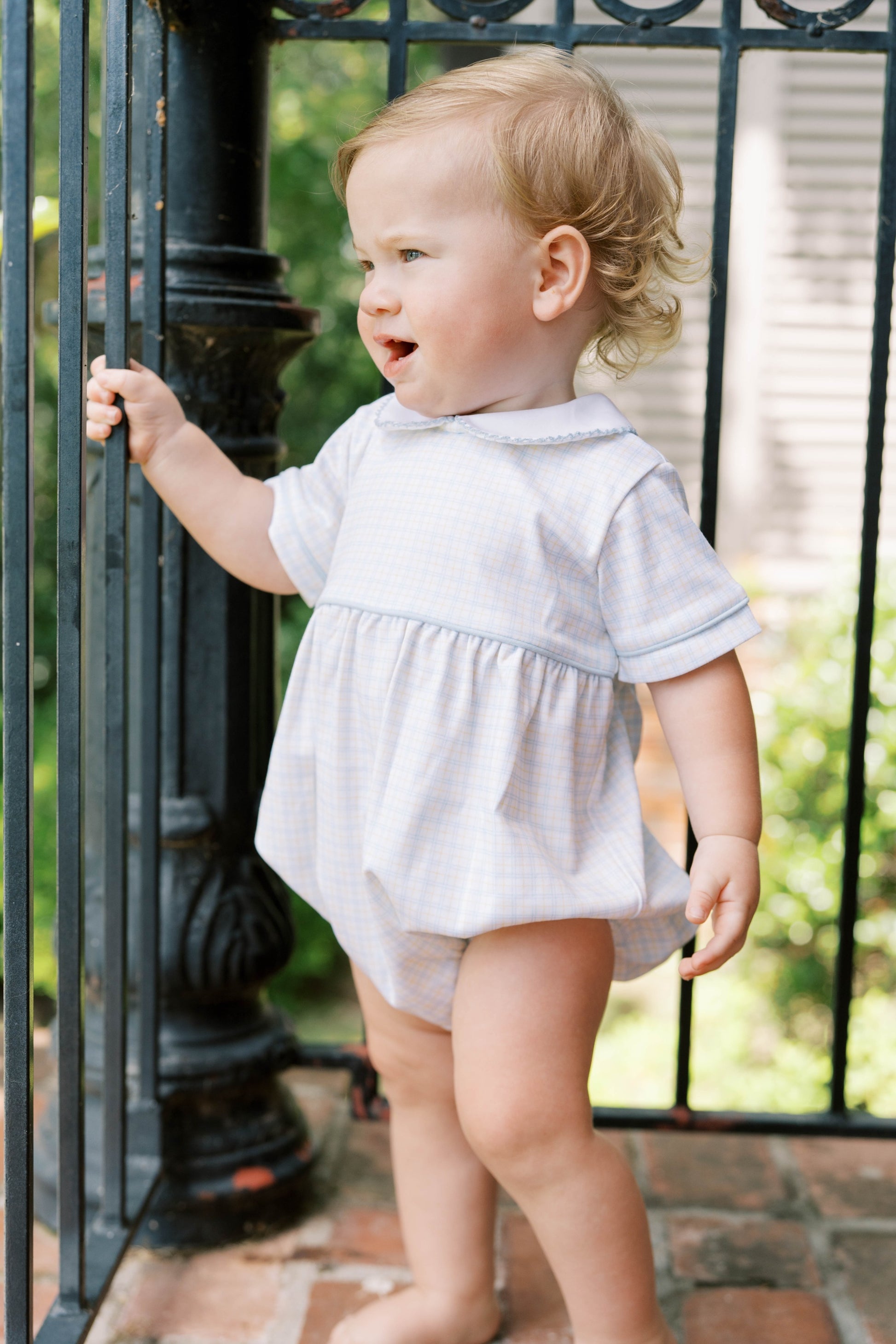 BABY BEA BUBBLE CORNFLOWER CHECK