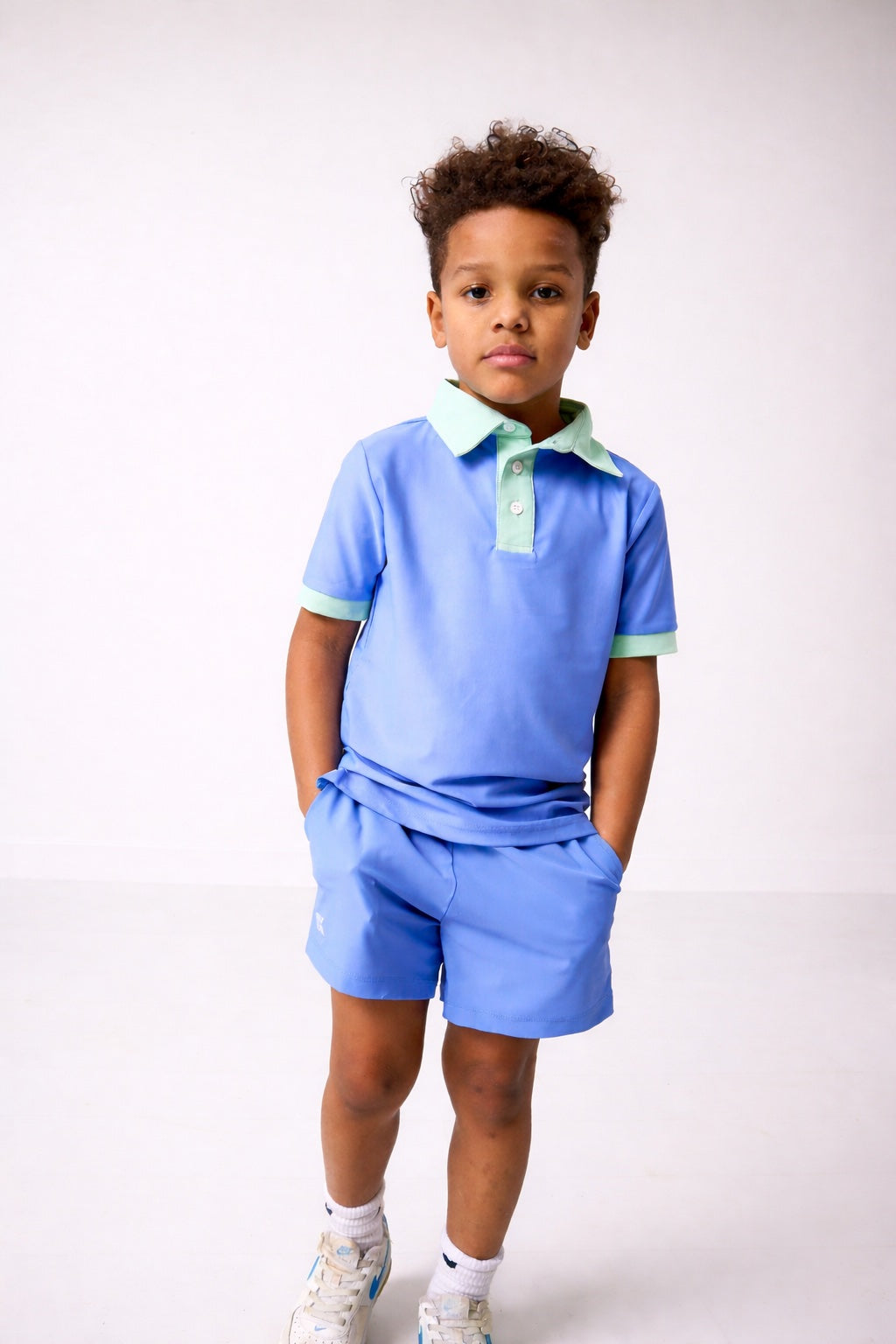 SKY BLUE PALM GREEN ACE POLO SHIRT