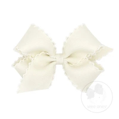 King Monotone Moonstitch Grosgrain Bow | Antique White