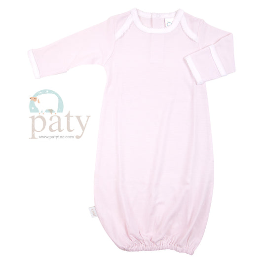 Pima Overlap Shoulder Gown | Pink Stripe