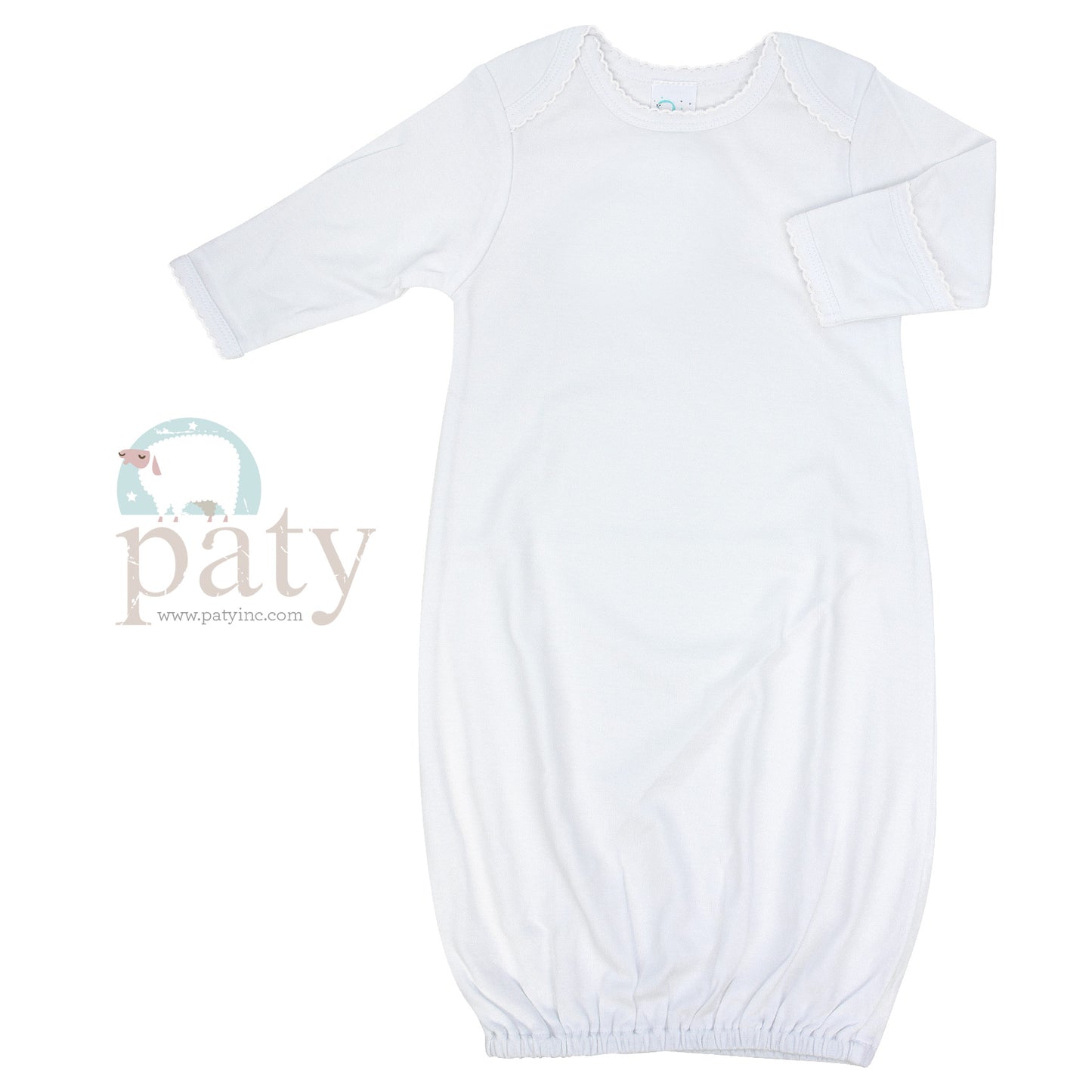 Pima Overlap Shoulder Gown | White