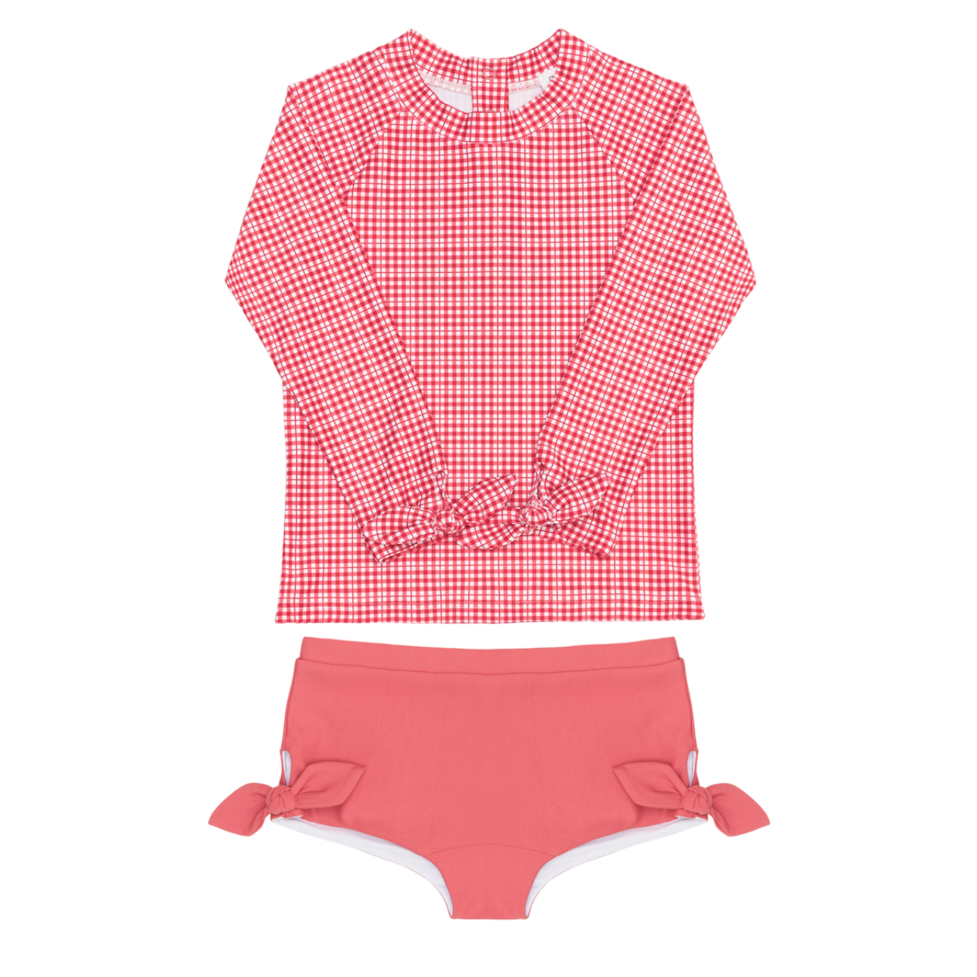 Tie Knot Rashguard + Swim Short Set | Poppy Gingham