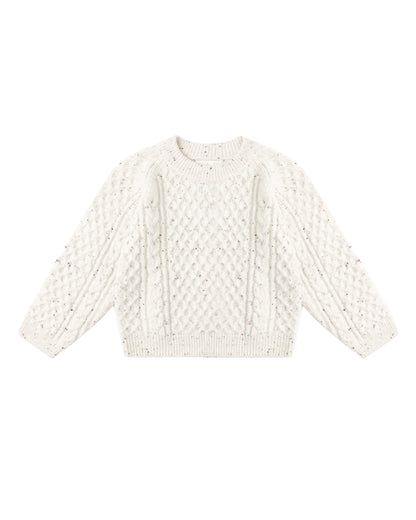 CABLE KNIT SWEATER || NATURAL SPECKLED